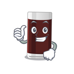 Sticker - Glass of chocolate cartoon character design showing OK finger