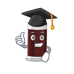 Sticker - Happy proud of glass of chocolate caricature design with hat for graduation ceremony