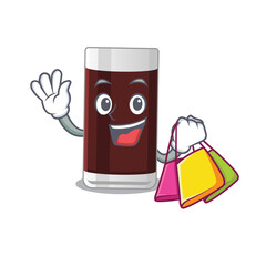 Poster - wealthy glass of chocolate cartoon character with shopping bags