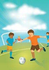 Poster - kids playing football