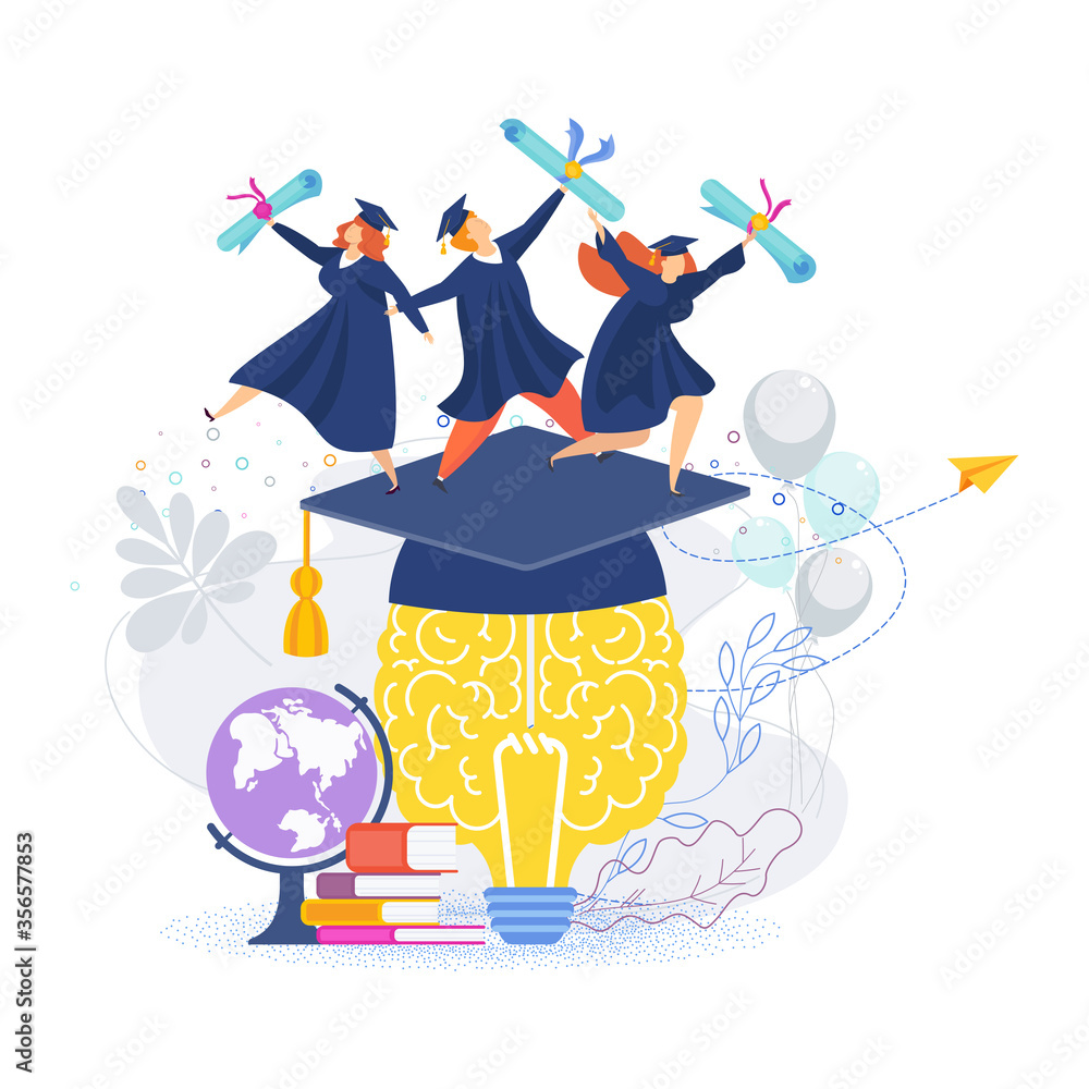 Cartoon First In Class Graduate Congratulation graduates 2020 class of graduations. Flat cartoon design ...