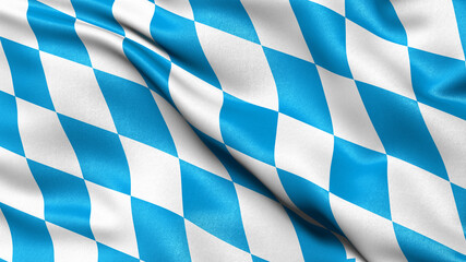 Wall Mural - Flag of Bavaria waving in the wind. 3D illustration.