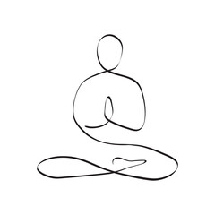 Wall Mural - Yoga lotus pose one line drawing. Abstract minimalist style. Continuous line art. Vector illustration