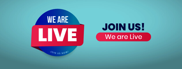 Join Us We are live cover banner photo for facebook twitter social media marketing. Cover for Announcement we are live and join u. Join us we are live website banner for new business grand opening