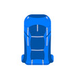 Colorful camping backpack in flat design. Big blue camp and hike knapsack. Vector isolated illustration on a white background