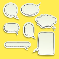 vector set of bubbles of different shapes for text. freehand volume, shadow and contour.