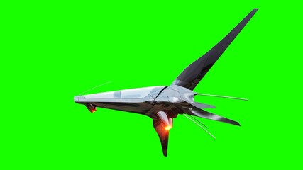 Canvas Print - sci fi fufturistic ship. concept of future. green screen. 3d rendering.