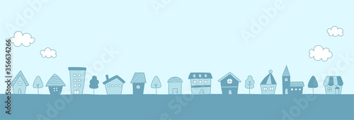 手書きの街並のイラストのセット 家 背景 Stock Vector Adobe Stock