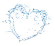Heart shaped frame made of water splashes on white background, space for text