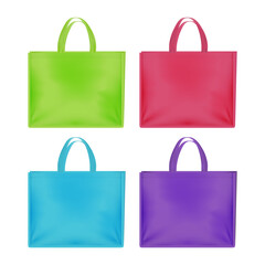 Poster - Realistic 3d Detailed Color Blank Tote Sale Bags Set. Vector