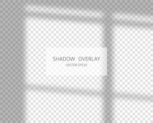 Wall Mural - Shadow overlay effect. Natural shadows from window isolated on transparent background. Vector illustration. 