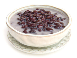 Thai Dessert Sweet Red Bean boiled (Tua Dang) with coconut milk and sugar Thai delicious sweet .Thai cuisine the most popular of Thailand  isolated on white background