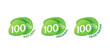 100 percants natural, 100 organic, 100 vegan - mark for healthy food, vegetarian nutrition - vector sticker set