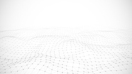 Black and white background with connecting triangulars, dots and lines. Futuristic polygonal background. 3d rendering.