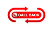 Call back web button  - website header template for callback service   - conspicuous element with phone headset pictogram and both ways arrow 