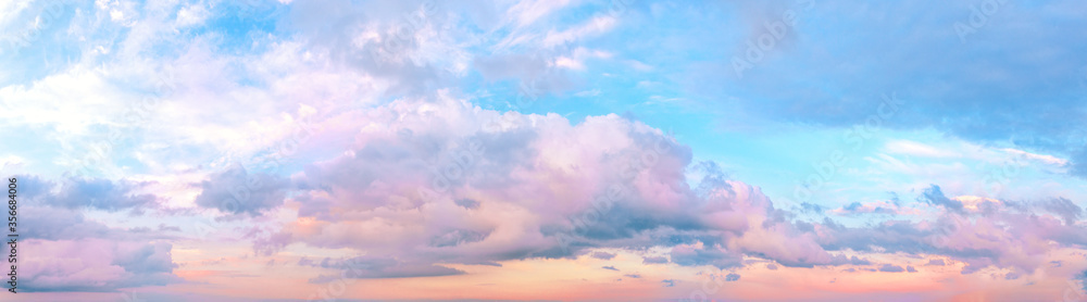 Sunset pink sky with clouds - obrazy, fototapety, plakaty 