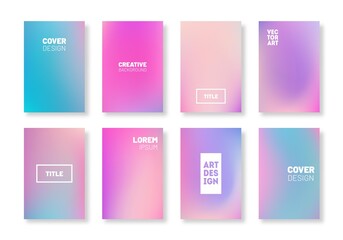 Wall Mural - pastel pink and violet fluid color modern cover collection. trendy poster template set