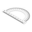 White transparent protractor ruler isolated on white background