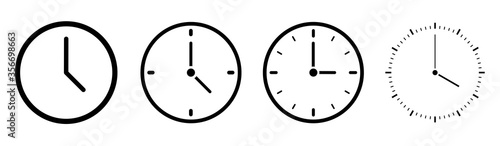 Fotografía Clock icons in line style set isolated on white background