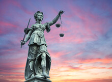 Statue Of Lady Justice (Justitia) In Frankfurt, Germany 