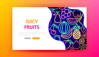 Canvas Print - Fruit Neon Landing Page