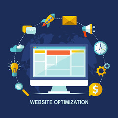 Flat design vector illustration for web design, SEO development, services, programming and marketing applications.