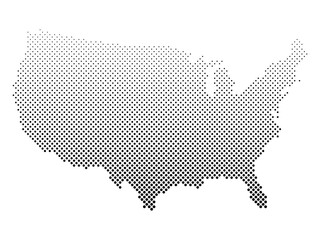 Sticker - United States of America. Dotted halftone map of USA. Simple flat vector illustration