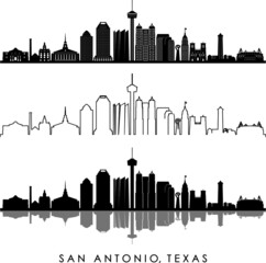 Sticker - SAN ANTONIO City Texas Skyline Silhouette Cityscape Vector