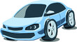 Cartoon sedan car vector color illustration isolated on white background. Hand drawn illustration.