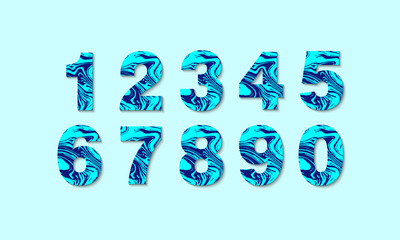 Wall Mural - Marbled texture numbers from 0 to 9 template design isolated. Vector