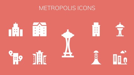 Wall Mural - Modern Simple Set of metropolis Vector filled Icons