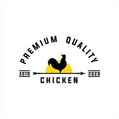 Wall Mural - Vector logo design, Chicken and sunshine, simple and elegant white background