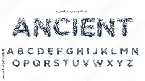 Fotomural Abstract Black Branches and Roots Text Effect