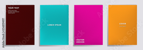 Cuadros en Lienzo Semicircle lines halftone grid covers vector set.