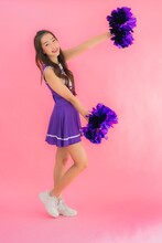 Portrait Beautiful Young Asian Woman Cheerleader Smile Happy