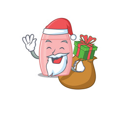 Poster - Cartoon design of baby cream Santa having Christmas gift