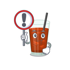 Poster - A cartoon icon of cuba libre cocktail with a exclamation sign board