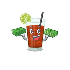 Sticker - A wealthy cuba libre cocktail cartoon character with much money