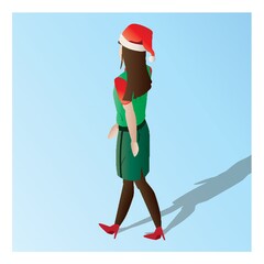 Wall Mural - isometric of a supermarket female staff