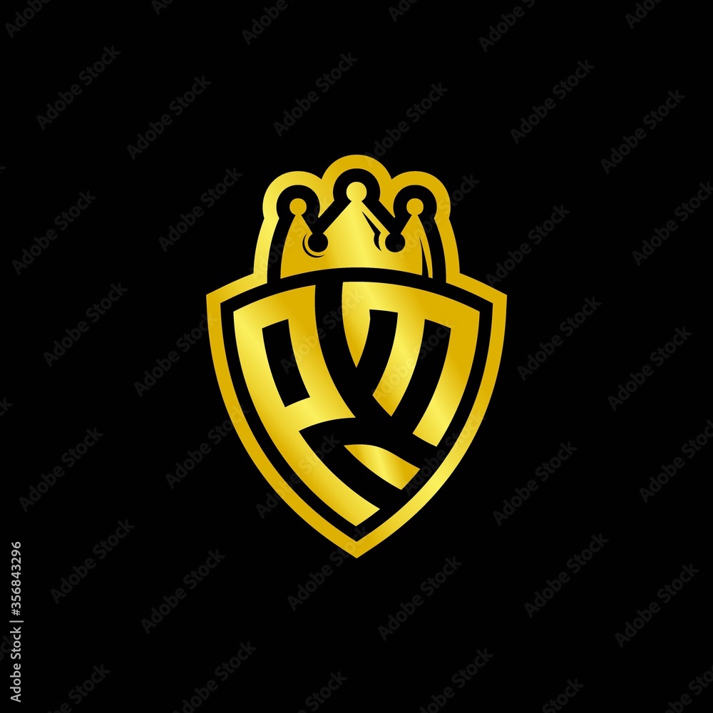 PM monogram logo with shield and crown style design template Stock ...