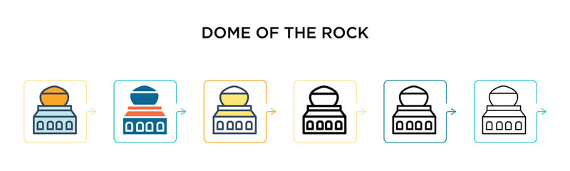 Dome of the rock vector icon in 6 different modern styles. Black, two colored dome of the rock icons designed in filled, outline, line and stroke style. Vector illustration can be used for web,