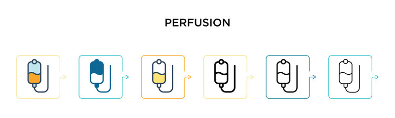 Perfusion vector icon in 6 different modern styles. Black, two colored perfusion icons designed in filled, outline, line and stroke style. Vector illustration can be used for web, mobile, ui