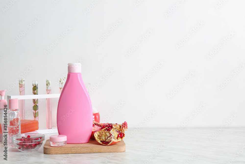 Natural cosmetics on table in laboratory