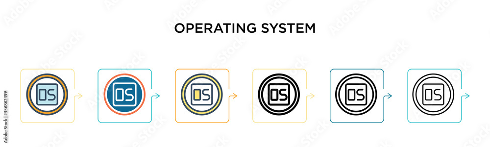 Vetor Operating system vector icon in 6 different modern styles. Black ...