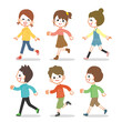 Illustration set of running children