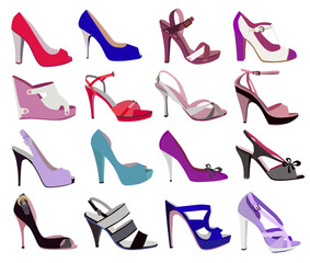 Wall Mural - set of fashion women's shoes (vector illustration)