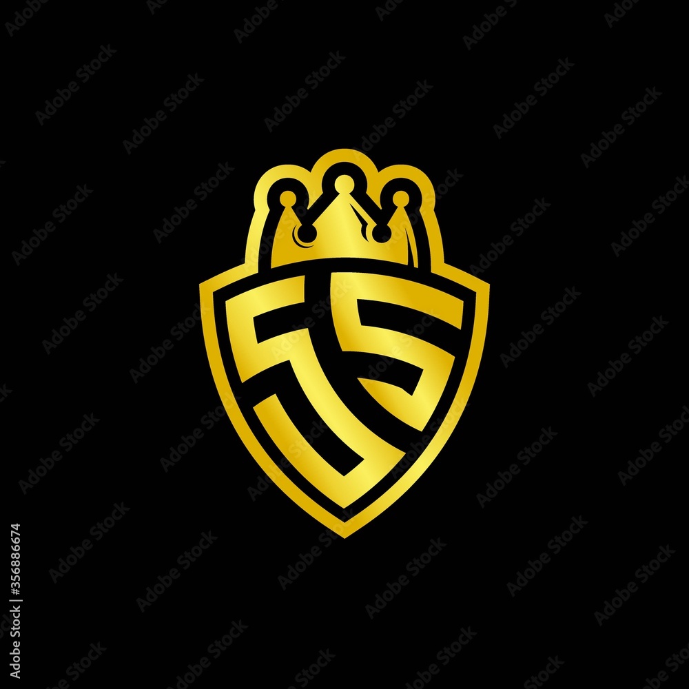 SS monogram logo with shield and crown style design template Stock ...
