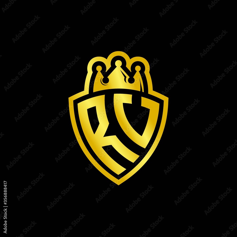 RV monogram logo with shield and crown style design template Stock ...