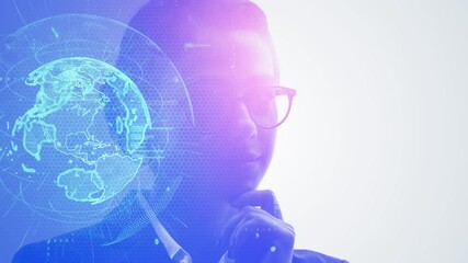 Aufkleber - AI (Artificial Intelligence) concept. Deep learning. Global communication network.
