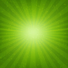 Green Burst Banner With Rays With Gradient Mesh, Vector Illustration